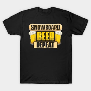 Snowboard Beer Repeat Funny Snowboarder Party T-Shirt